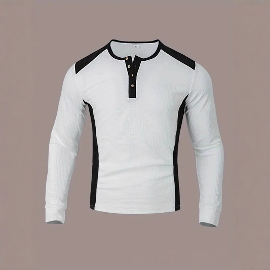 Mens Long-sleeve Sweatshirt With Patchwork Jacquard Design Loose Fit