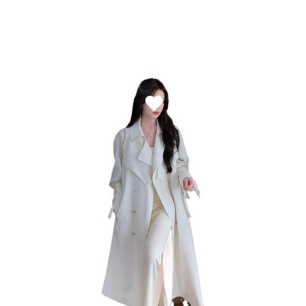 White Trench Coat Women's Long British-style