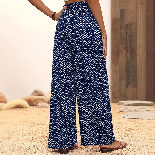 Printed Loose-Fitting SpringSummer Casual Stretch Waist Elastic Pants