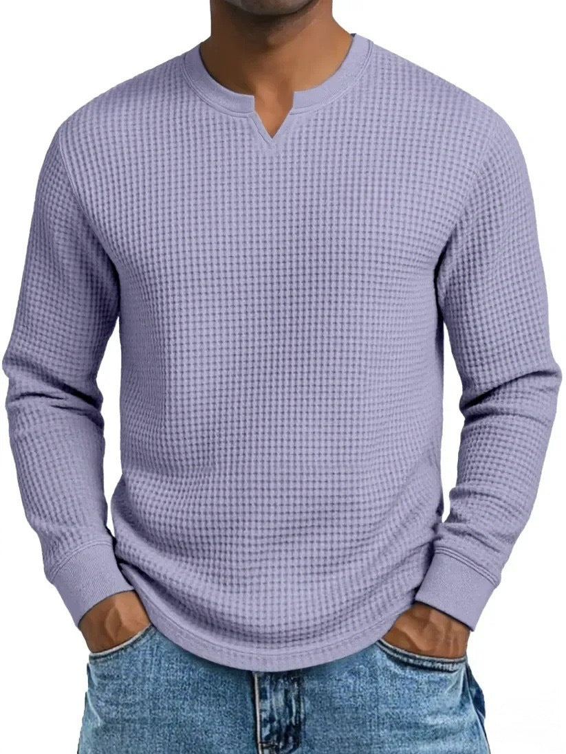 Men's Slim-fit Casual Long-sleeve V-neck Top