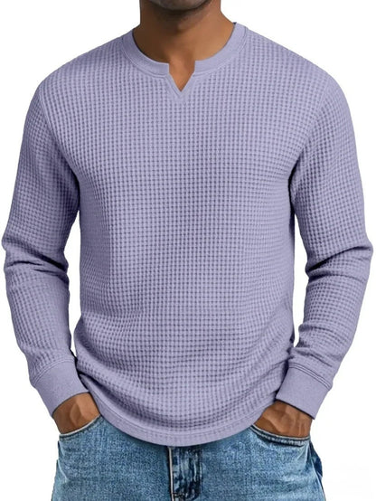 Men's Slim-fit Casual Long-sleeve V-neck Top