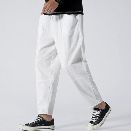 Loose Cotton Linen Cropped Harem Pants Casual