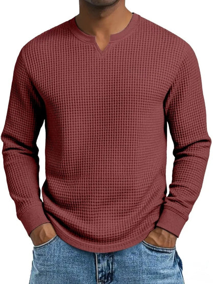 Men's Slim-fit Casual Long-sleeve V-neck Top