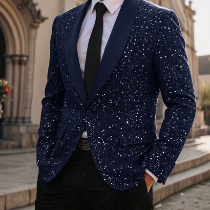 Men's Suit Casual Shiny Banquet Party Outerwear