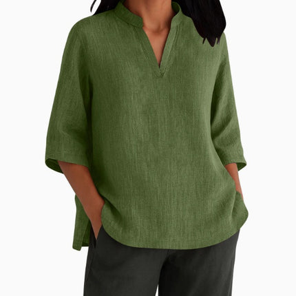 Breathable Linen-Cotton Short Sleeve T-Shirts for Women