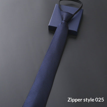 Mens Business Formal Zipper Tie With Blue Stripes
