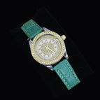 White Face Green Belt Watch