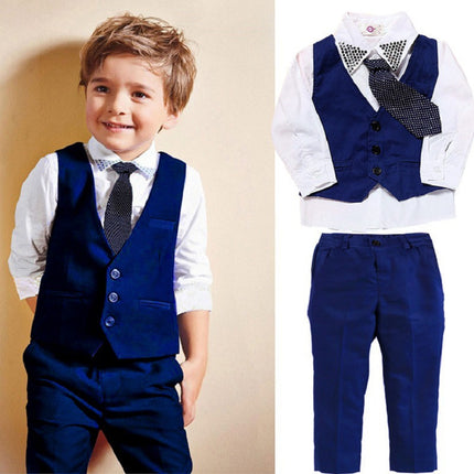 Boys Casual Suit Set with Vest – Gentleman Style Outfit