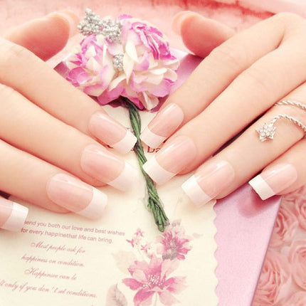 Nail art  Nail art finished French long fake nail patch long French