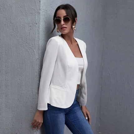 Womens Casual Short Solid-color Jacket