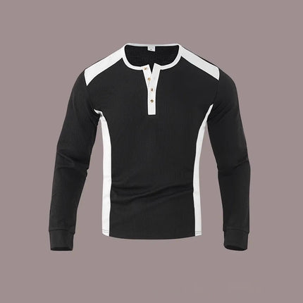 Mens Long-sleeve Sweatshirt With Patchwork Jacquard Design Loose Fit