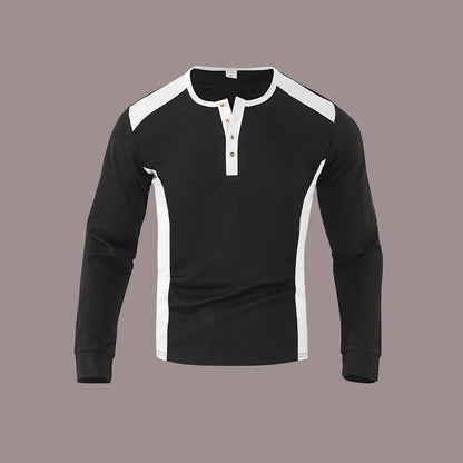 Mens Long-sleeve Sweatshirt With Patchwork Jacquard Design Loose Fit