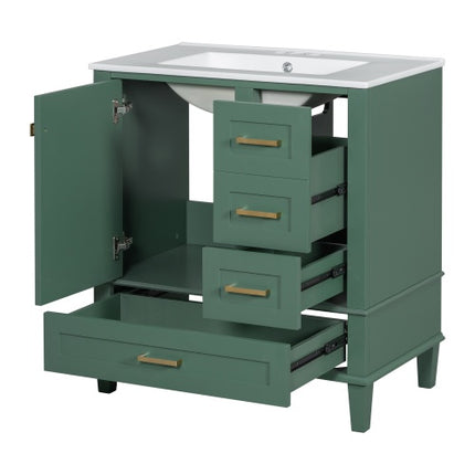 30 Bathroom Vanity , Modern Bathroom Cabinet With Sink Combo Set, Bathroom Storage Cabinet With A Soft Closing Door And 3 Drawers, Solid Wood Frame