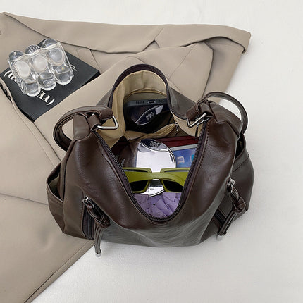New Simple And Stylish Large-Capacity Leather Oil-Soft Casual Shoulder Bag