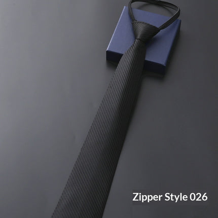 Mens Business Formal Zipper Tie With Blue Stripes