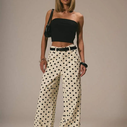 Casual Polka Dot Mid-rise Non-stretch Jeans
