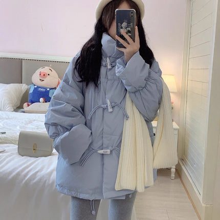 Bullhorn-button Down Cotton-padded Coat Extra-thick Outerwear