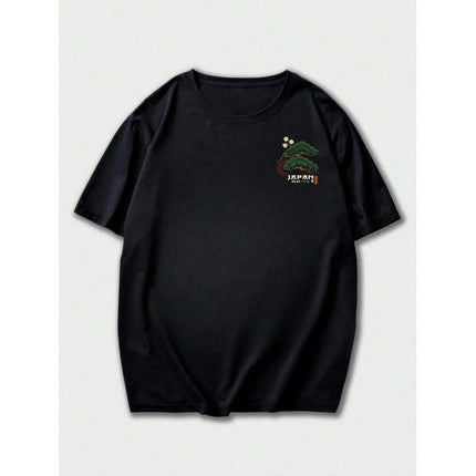 Men's Casual Versatile Simple Japanese Crane Print Top