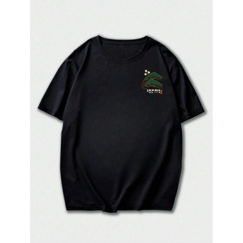 Men's Casual Versatile Simple Japanese Crane Print Top