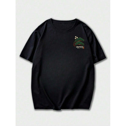 Men's Casual Versatile Simple Japanese Crane Print Top