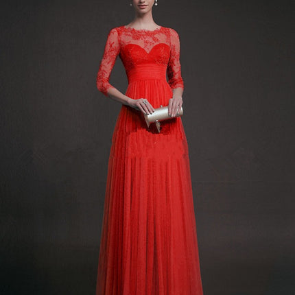 Long sleeve lace see-through dress