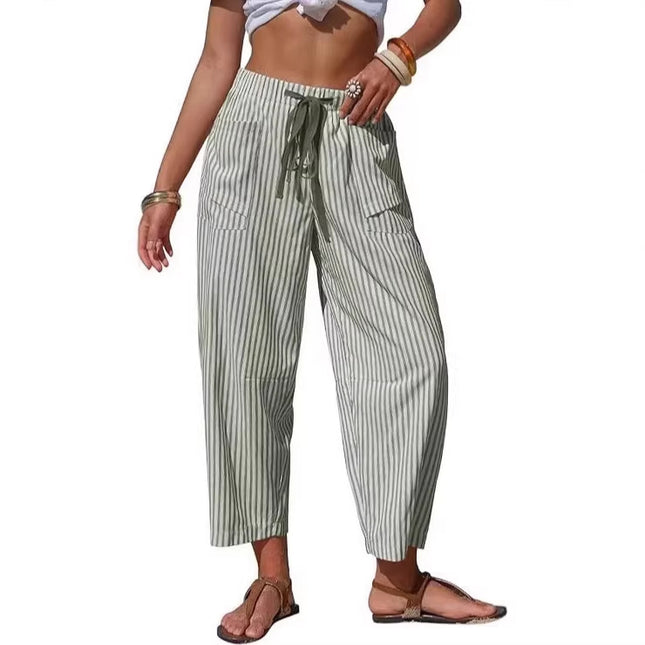 Casual Striped Drawstring Design Pocketed Loose-Fit TK Lounge Pants