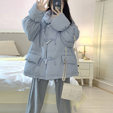 Bullhorn-button Down Cotton-padded Coat Extra-thick Outerwear