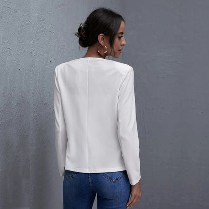 Womens Casual Short Solid-color Jacket