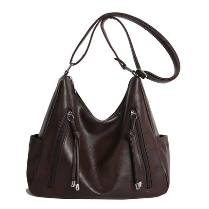 New Simple And Stylish Large-Capacity Leather Oil-Soft Casual Shoulder Bag