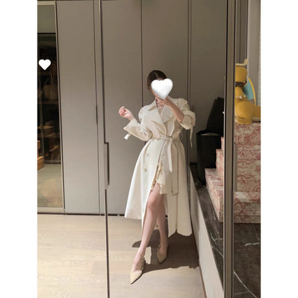 White Trench Coat Women's Long British-style