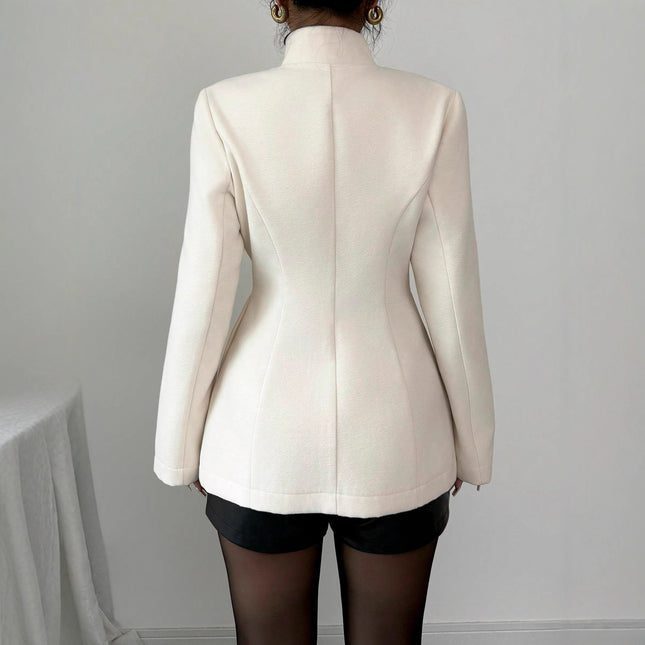 Womens Tailored Wool Coat With Buttons