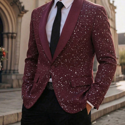 Men's Suit Casual Shiny Banquet Party Outerwear