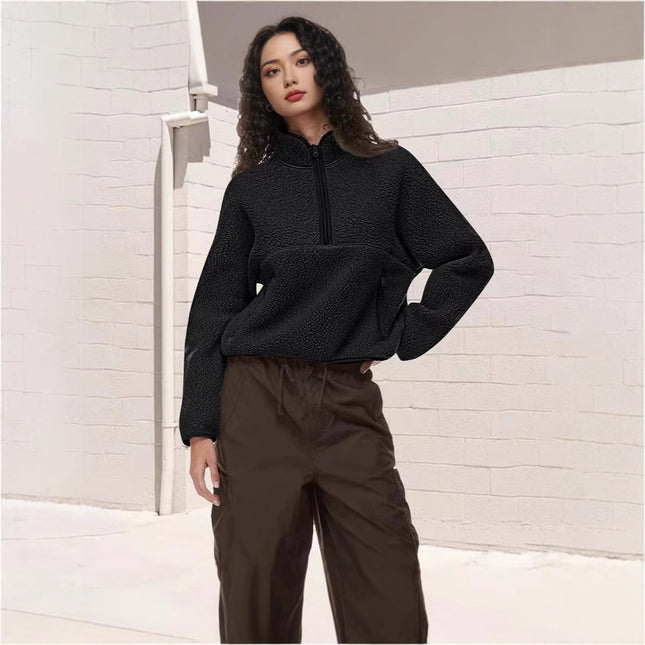 Casual Women's Top Half-zip Loose Sweatshirt