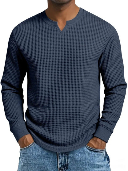 Men's Slim-fit Casual Long-sleeve V-neck Top