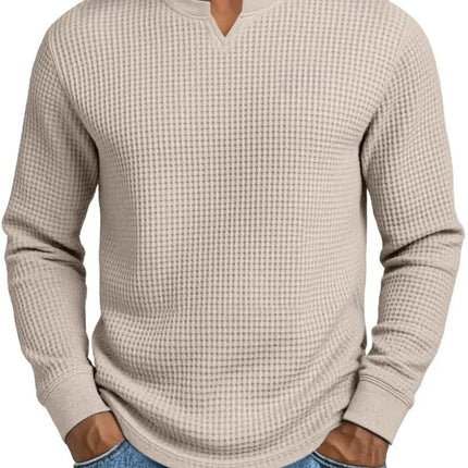 Men's Slim-fit Casual Long-sleeve V-neck Top