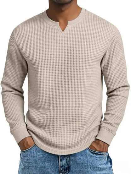 Men's Slim-fit Casual Long-sleeve V-neck Top