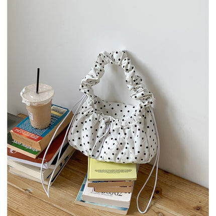 Korean-style Ruffled Polka-dot Underarm Shoulder Bag With A Cloud-like Design