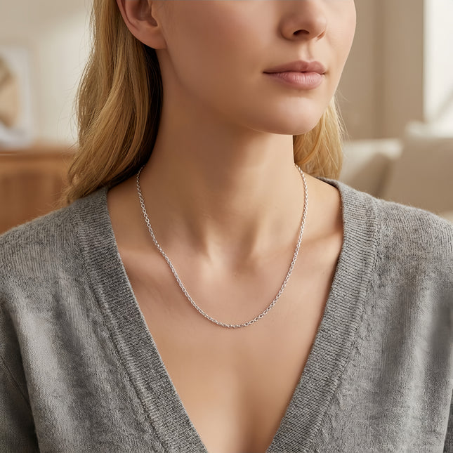 925 Sterling Silver Italian Sterling  Rolo Chain Necklace - Classic Design & Durable Craftsmanship