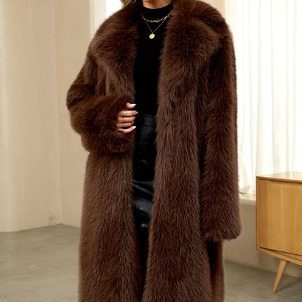 Womens Plush Faux Fur Fluffy Coat