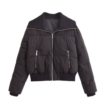 Street-style Ribbed Cotton-padded Jacket