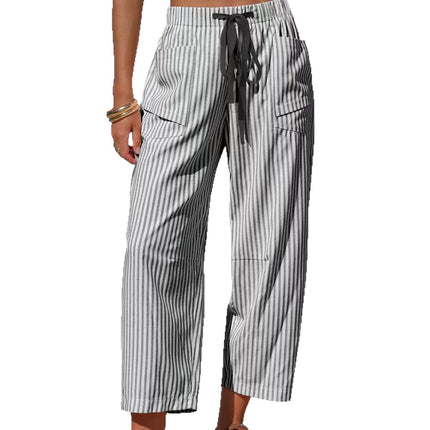 Casual Striped Drawstring Design Pocketed Loose-Fit TK Lounge Pants