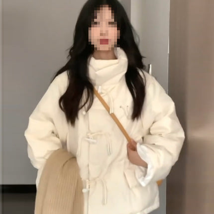Bullhorn-button Down Cotton-padded Coat Extra-thick Outerwear