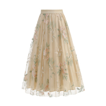 Women's Summer Embroidered Flower Skirt