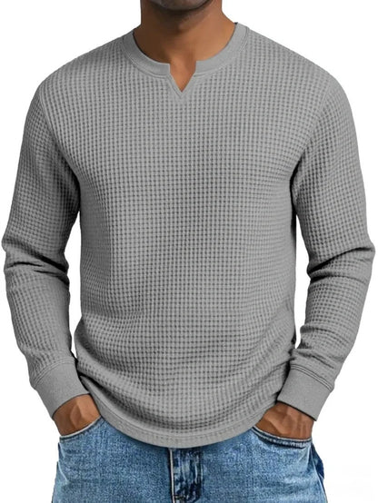 Men's Slim-fit Casual Long-sleeve V-neck Top