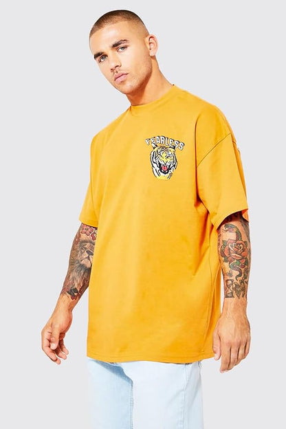 LEOTUDE Men Oversized Cottonblend Half Sleeve Printed Regular Fit T-Shirts