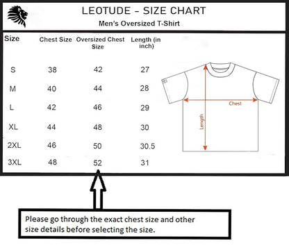 LEOTUDE Men's Cotton Blend Half Sleeve Dragon Printed Oversized Regular Fit T-Shirts