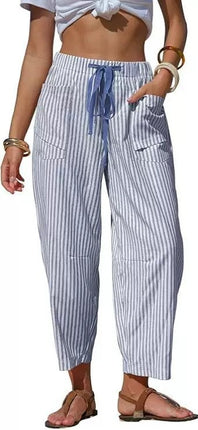 Casual Striped Drawstring Design Pocketed Loose-Fit TK Lounge Pants