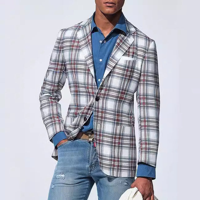 Business-Casual Printed Blazer With Double Buttons