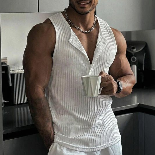 Solid-color Multi-button Sports Fitness Solid-color Vest Top