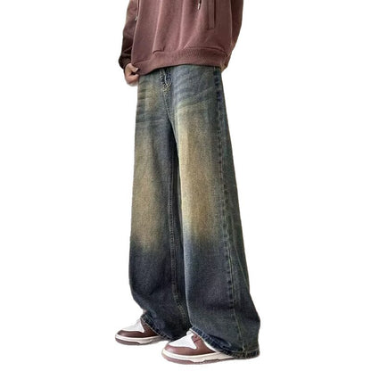 Retro Distressed Loose-fit Straight-leg Pants